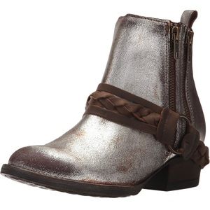 Burnished Silver Ankle Boots